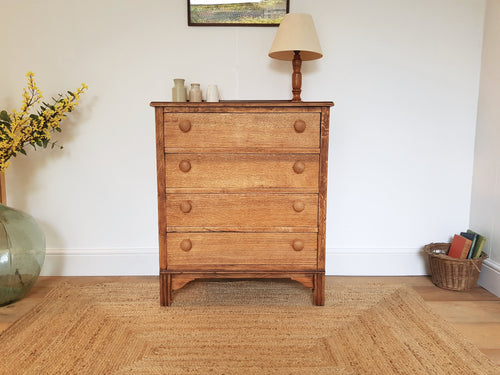 Solid Oak Chest of Drawers - Rustic / Antique / Farmhouse