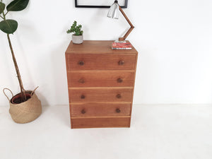 Vintage Mid Century Chest of Drawers - Solid Oak Rare