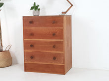 Load image into Gallery viewer, Vintage Mid Century Chest of Drawers - Solid Oak Rare