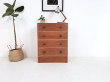 Load image into Gallery viewer, Vintage Mid Century Chest of Drawers - Solid Oak Rare