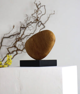 Beautiful Hand Carved Oak Pebble Sculpture - Home Décor