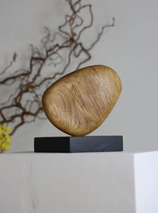 Beautiful Hand Carved Oak Pebble Sculpture - Home Décor