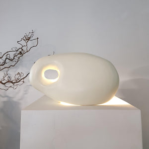 Handmade 'pebble ' Table Lamp in off white , Designer, Unique Light, Statement, Bold, Neutral Tones