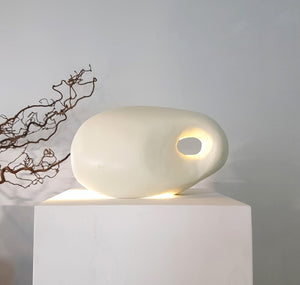 Handmade 'pebble ' Table Lamp in off white , Designer, Unique Light, Statement, Bold, Neutral Tones