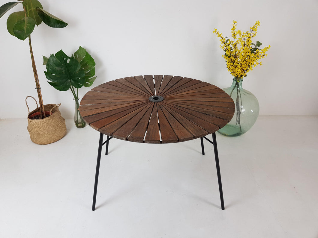 Vintage Low Garden Table - Mid Century- Folding - Sunburst Daneline